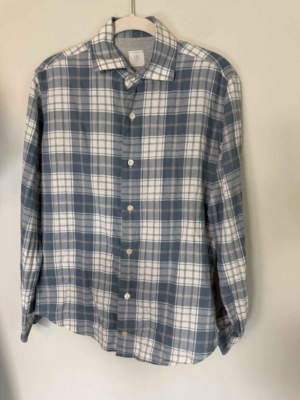eleventy DANDY SHIRT - DENIM Plaid Button Down Women's Size S NEW $398